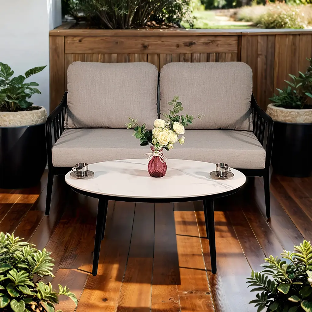 2Pc Outdoor Aluminum Patio Loveseat Sofa Modern Conversation Set rnb