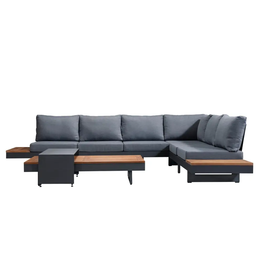 Outdoor Sofa Gray Seats 6 Rust Resistant Frame Fade Resistant Cushions Patio Furniture ty furniture