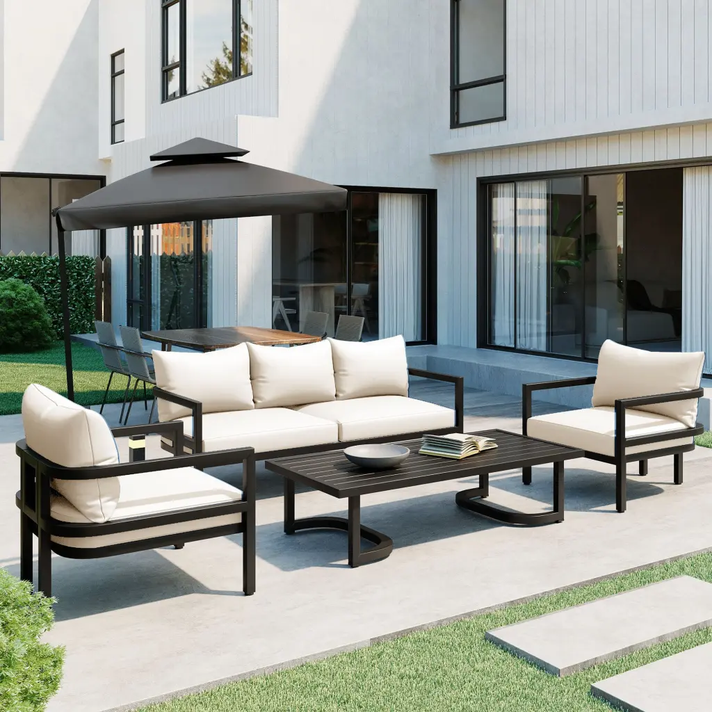 Multi Person Outdoor Alloy Metal Sofa Set Water Resistant Anti Rust And UV u_style