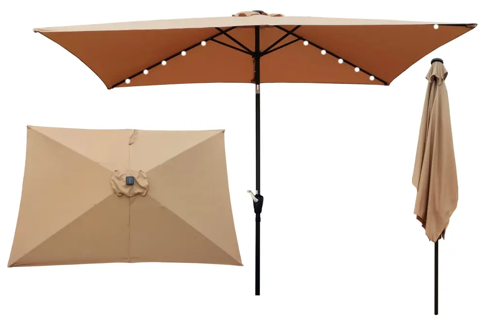 10 X 6.5T Rectangular Patio Solar LED Lighted Outdoor Market Umbrellas w-s industry