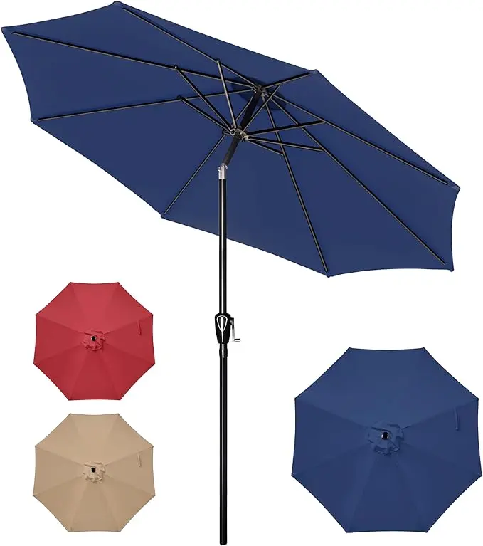 10Ft Outdoor Market Patio Umbrella 8 Sturdy Ribs - Tilt Crank Push Button w1134dhs