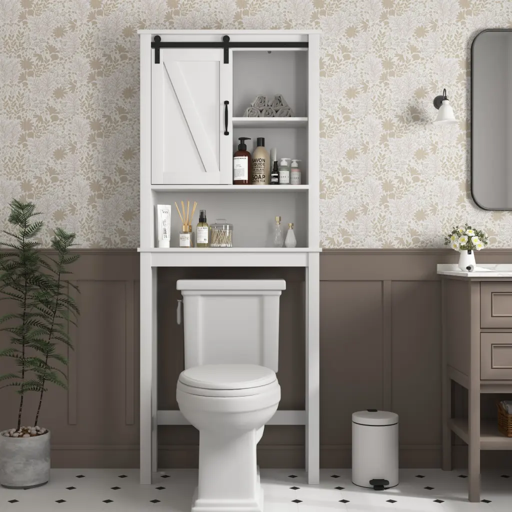 Over Toilet Storage Cabinet Space Saving Bathroom Organizer Adjustable Shelves newmark
