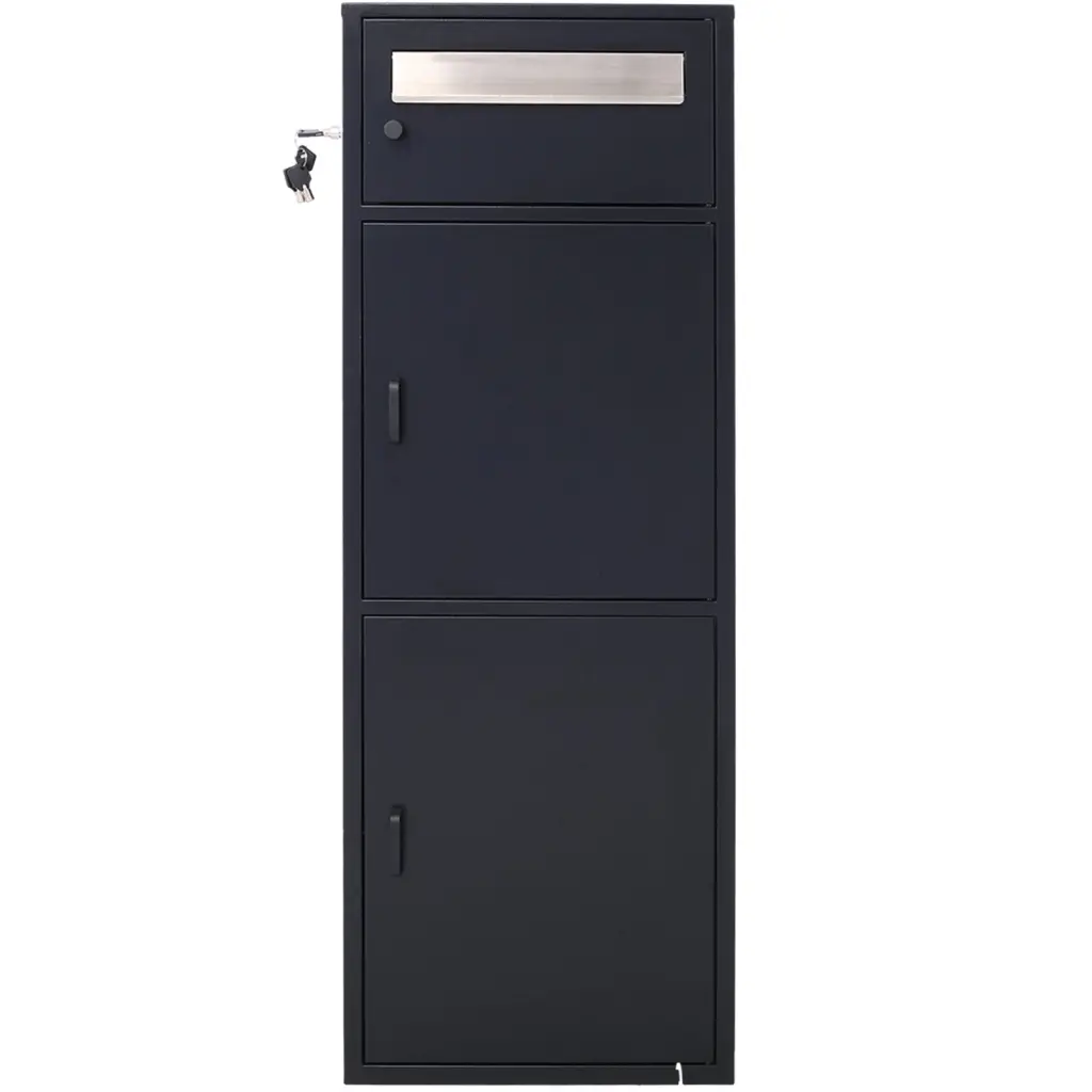 Large Alloy Metal Freestanding Floor Package Parcel Drop Box Locking Letter Slot g-h