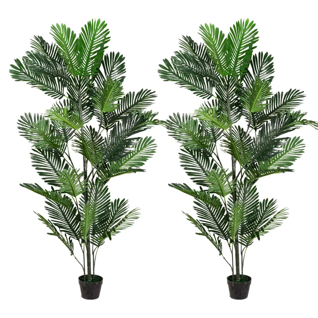 2Pcs Large Artificial Plants Fake Palm Tree Tropical Palm Leaves Faux zny