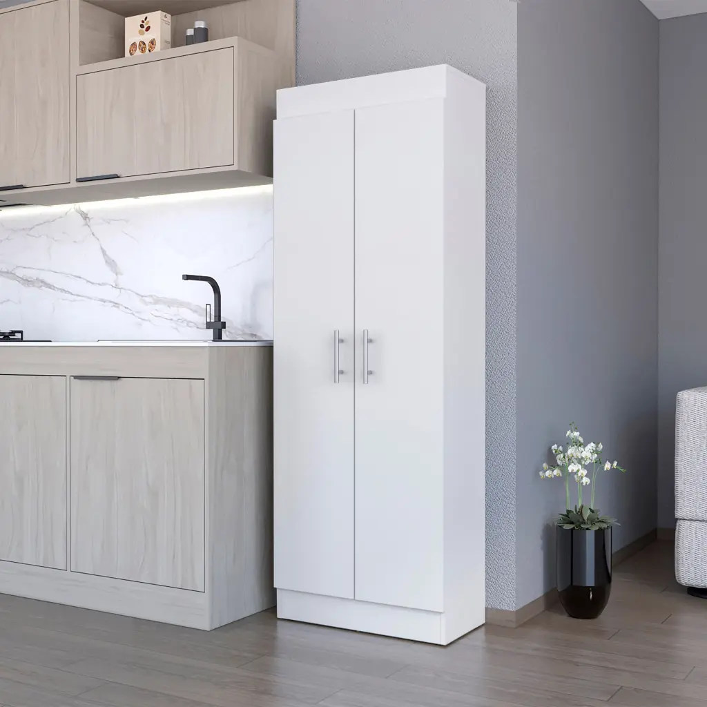 Dawson Pantry Cabinet Polished 5 Shelf Storage White Kitchen rta muebles colombia