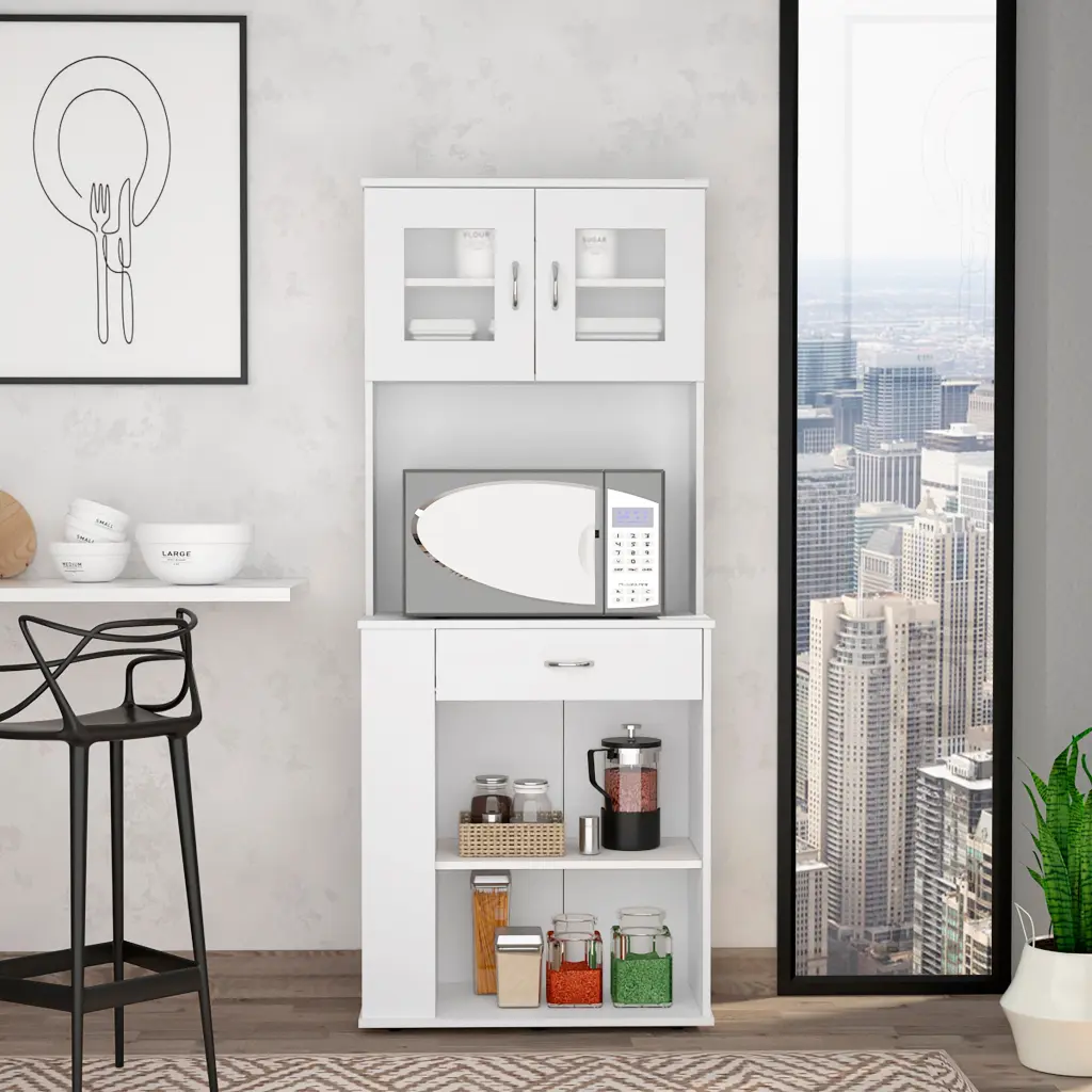 Poole Pantry Cabinet Three Side Shelves One Drawer Double Doors rta muebles colombia