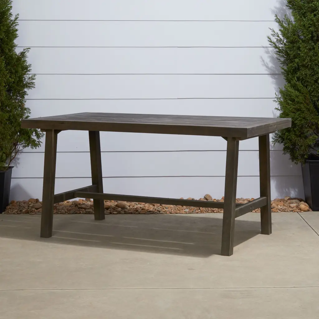 Renaissance Outdoor Patio Picnic Dining Table Grey Acacia Wood Garden vifah