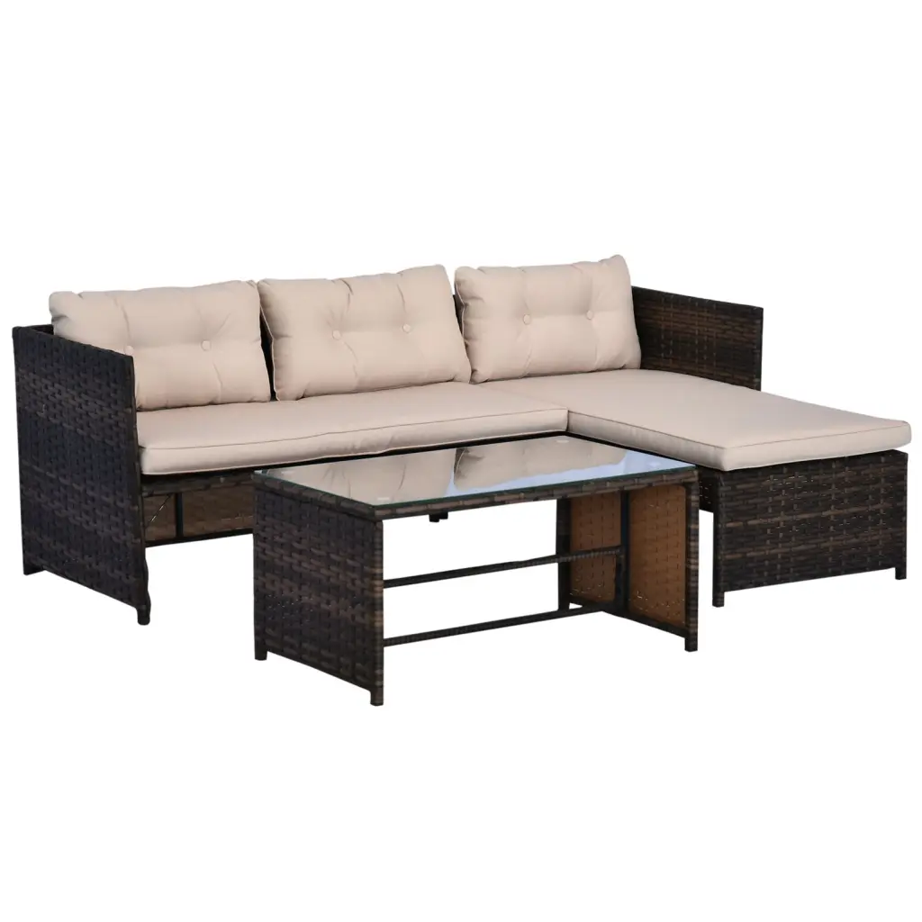 Outsunny 3 Piece Patio Set Rattan Outdoor Sofa and Chairs Home Decor aosom business