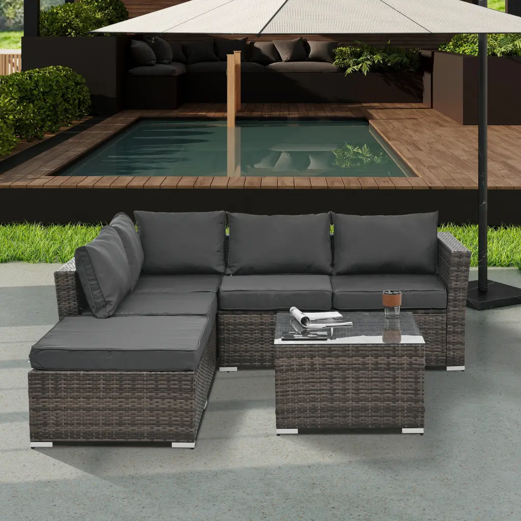 Patio Home Decor Outdoor Wicker Furniture 4 Seater Seasonal Garden Set dream honor