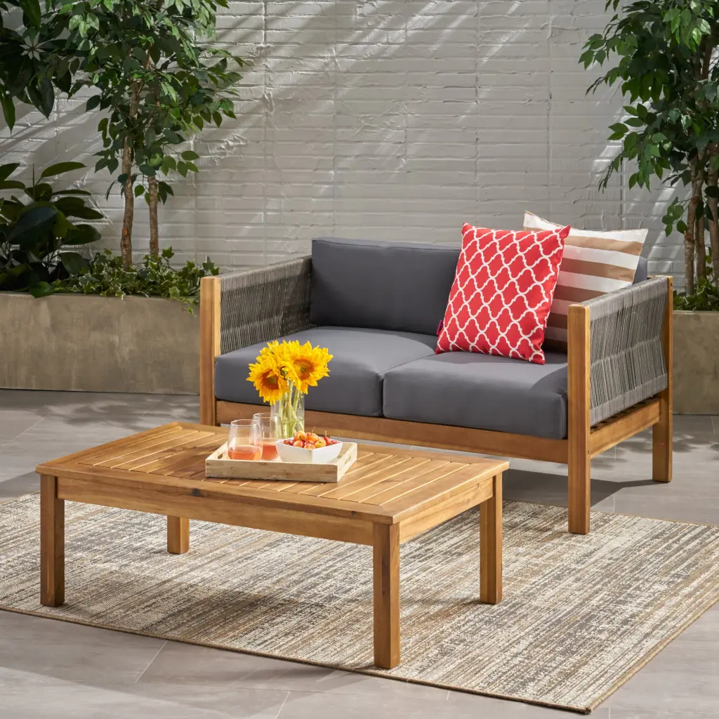 Laurel Seat And Coffee Table Teak Acacia Timber Outdoor Patio Furniture Set nh-sunfay