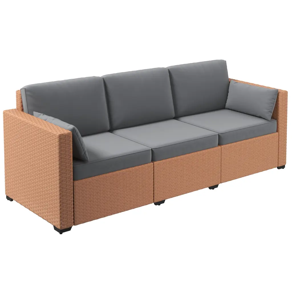 Outsunny Wicker Patio Couch PE Rattan 3 Seat Sofa Outdoor Decor aosom business