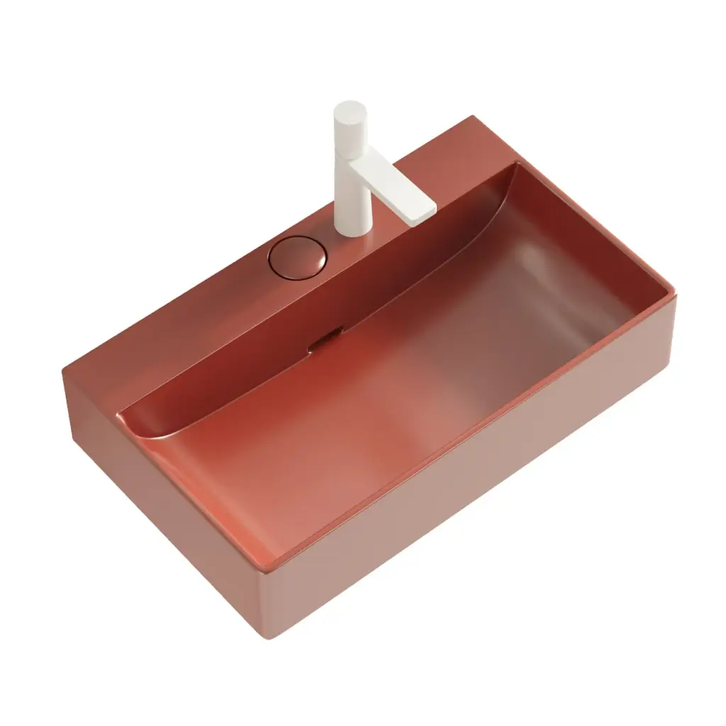 Lofi 24 Inch Bathroom Sink - Red Ceramic Basin - Wall Mounted Without Cabinet anicco lab