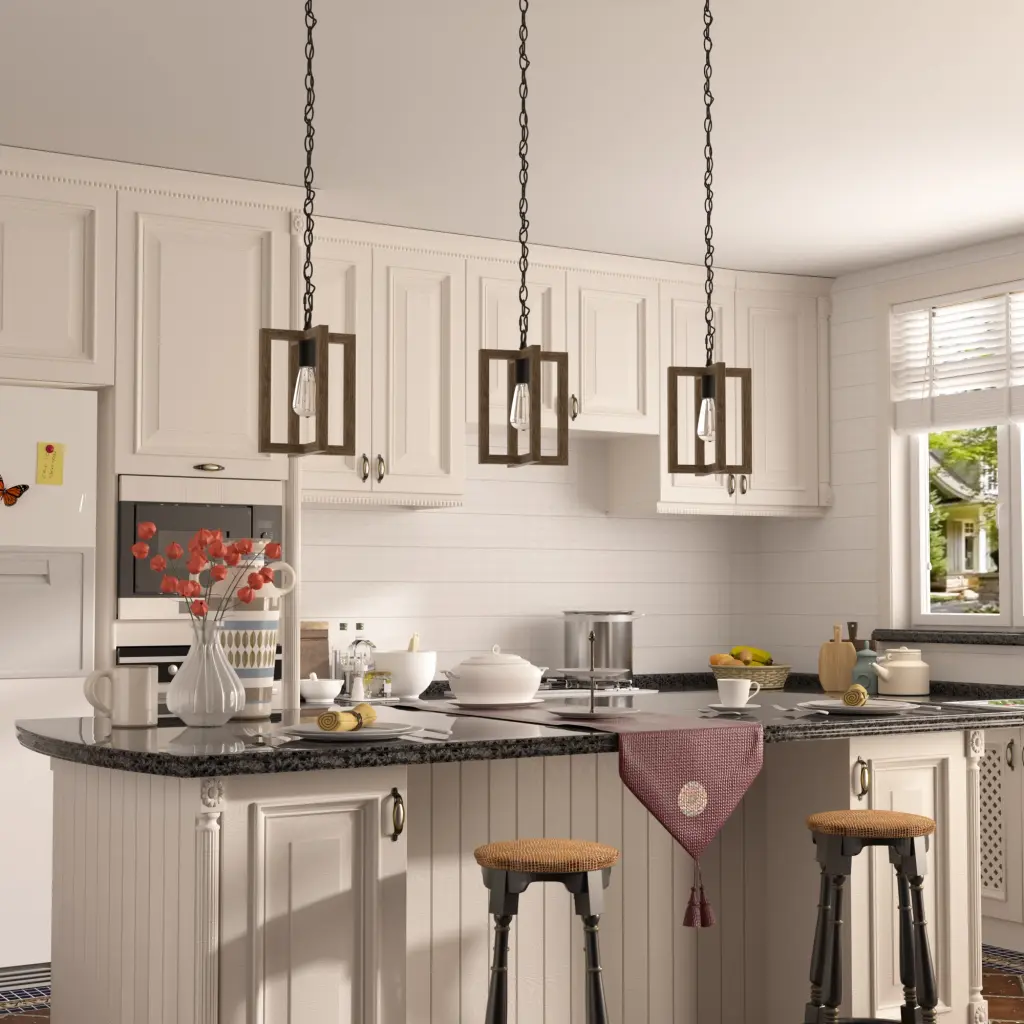 1 Light Alloy Metal Lantern Dimmable Farmhouse Pendant UL Certified Walnut acroma