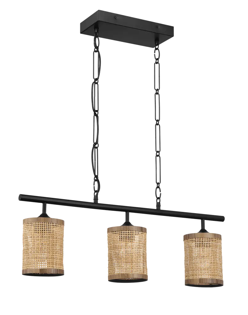Elysian Three Lights Island Natural Rattan Shade Farmhouse Chain ashcroft furniture