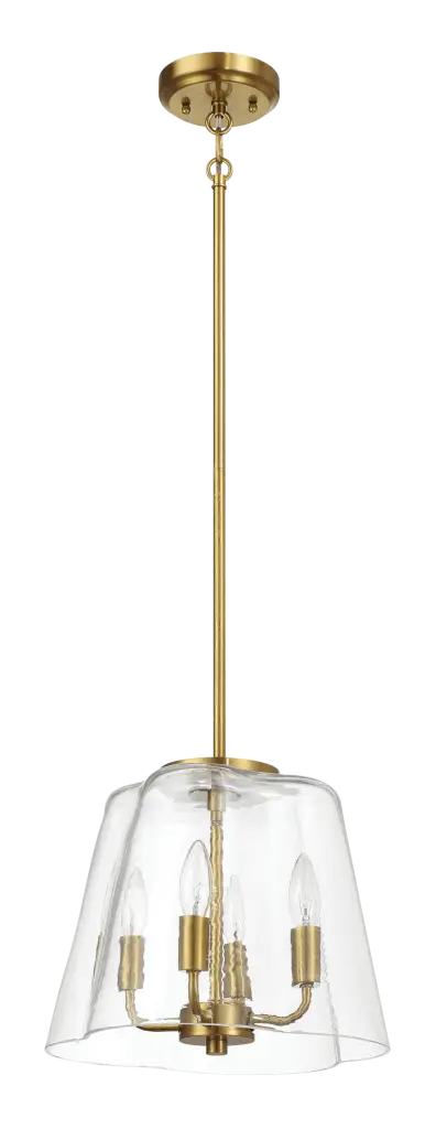 Soiree Four Candle Lights Pendant Clear Glass and Satin Brass ashcroft furniture