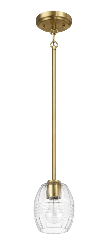 Vista Single Pendant Chain Hanging Light Clear Glass and Satin Brass - Elegant Ceiling Fixture ashcroft furniture