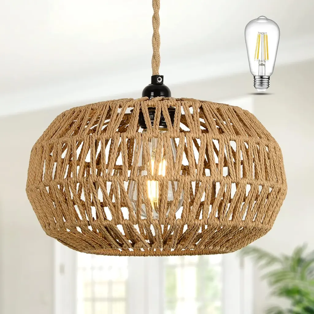 Farmhouse LED Rattan Pendant Lights Boho Chandelier Light Fixture dfzj lighting