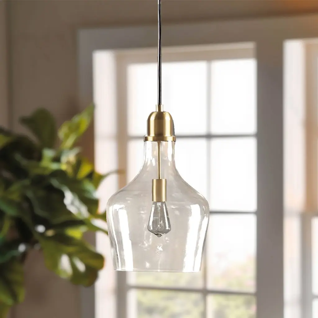 13 Inch Bell Shaped Crystal Pendant Light - Precious Metal Clear Crystal Chandelier jla