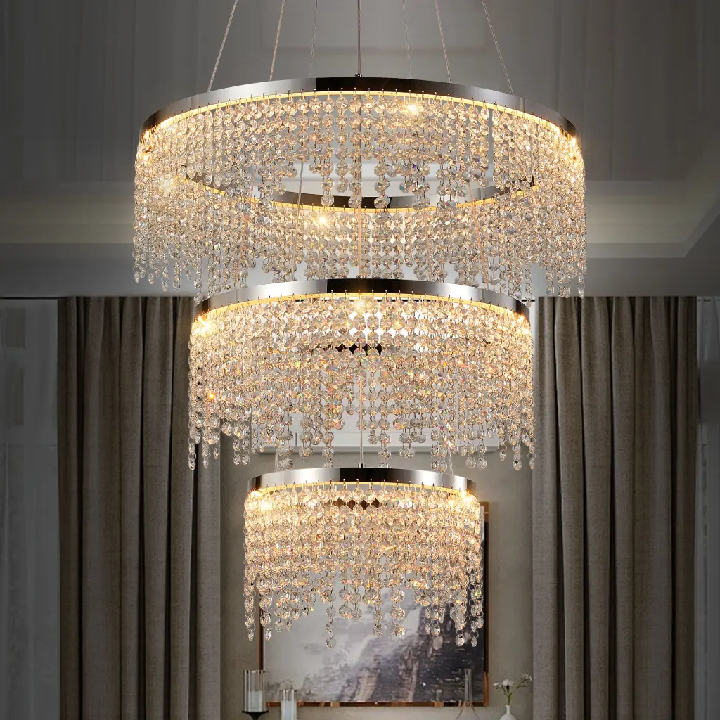 23.6 Inch Premium Modern Pendant Light Crystal Hanging Ceiling Lamp lighting commune