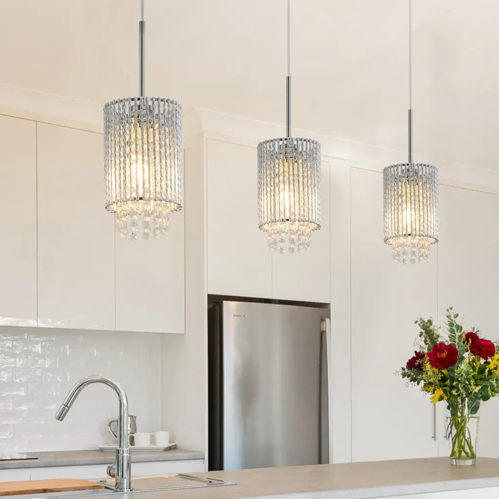 Modern Glass Pendant Light 3 Pack Customizable Chrome Hanging Ceiling Fixture lighting commune