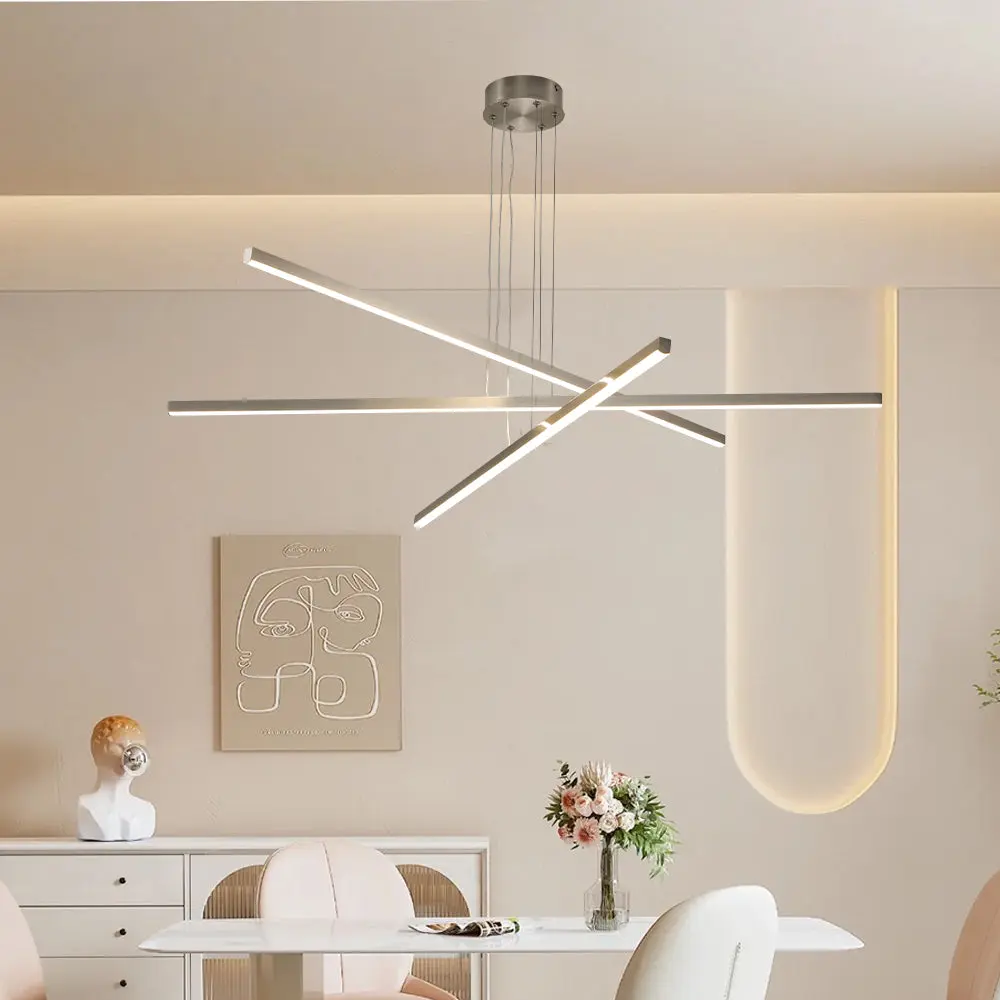 Modern Silver Chrome LED Pendant Light Fixture Aluminum Contemporary Ceiling Lamp lighting commune