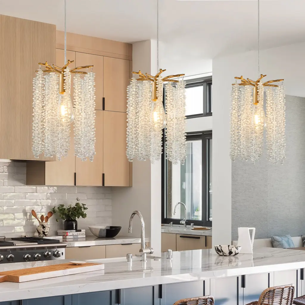 Premium 3 Pack Glass Pendant Lights Elegant Precious Metal Finish Chandelier lighting commune