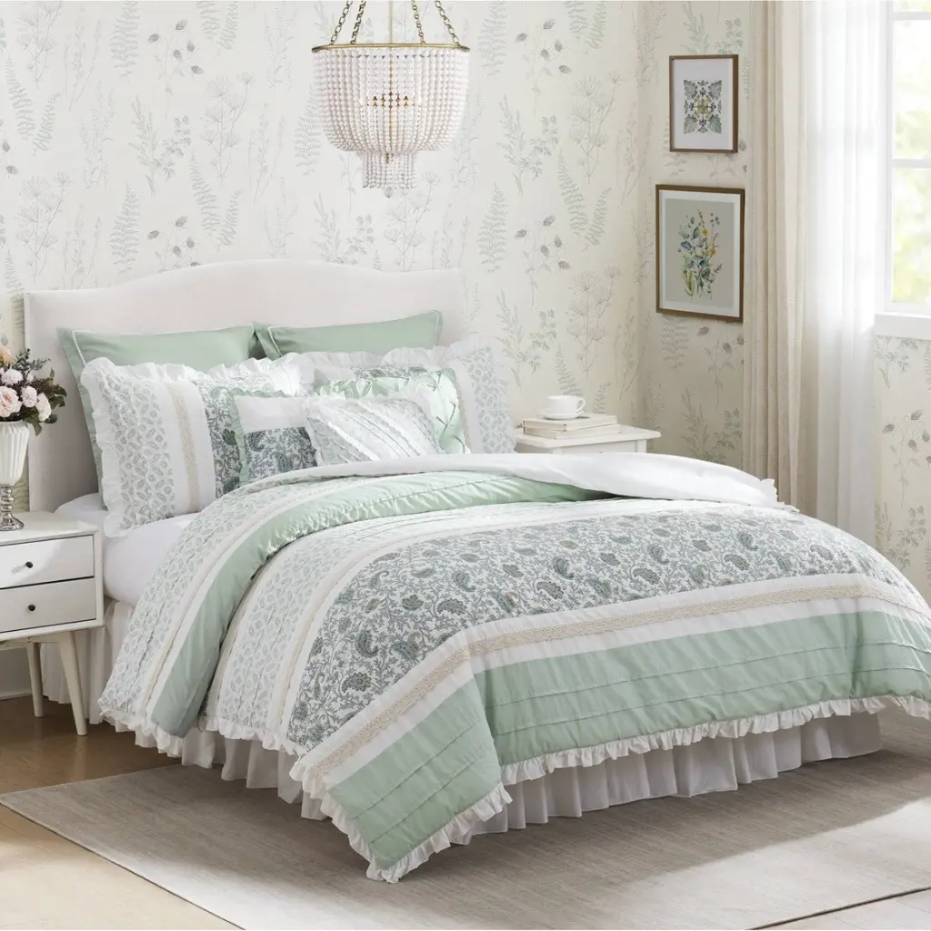 9 Piece Cotton Percale Easeer Set Aqua King King Aqua Polyester jla