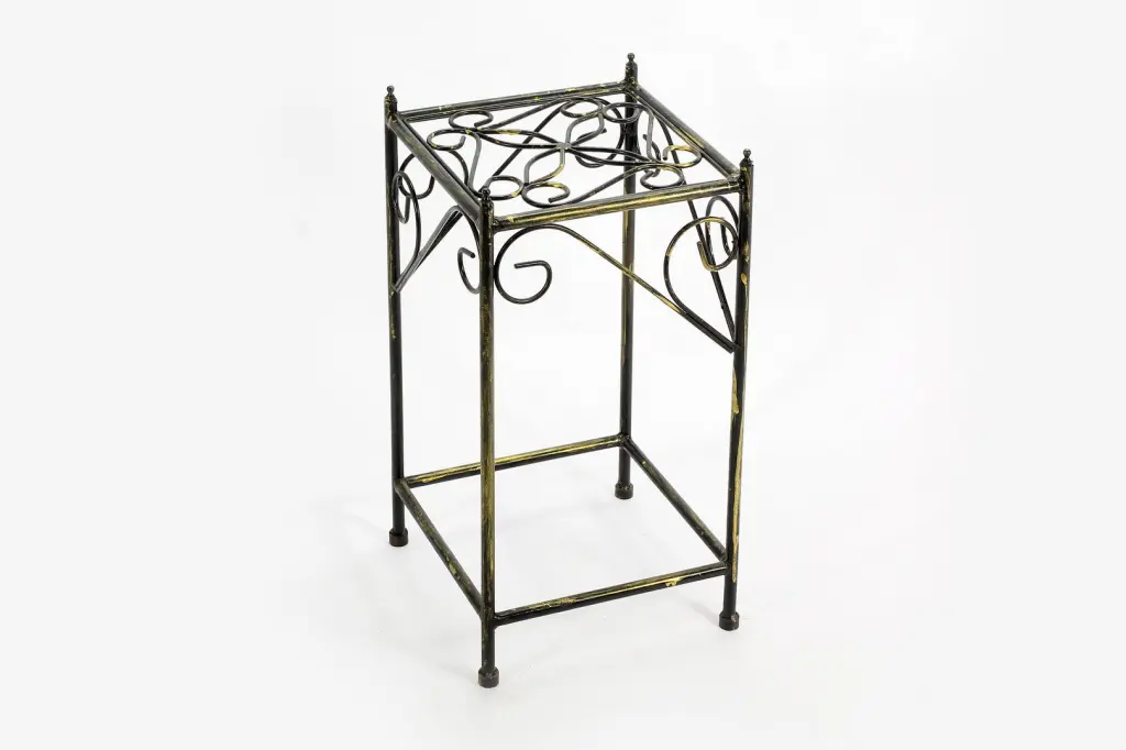 20.67 Inch Medium Lattice Square Black Precious Metal Cast Metallic Plant Stand california home