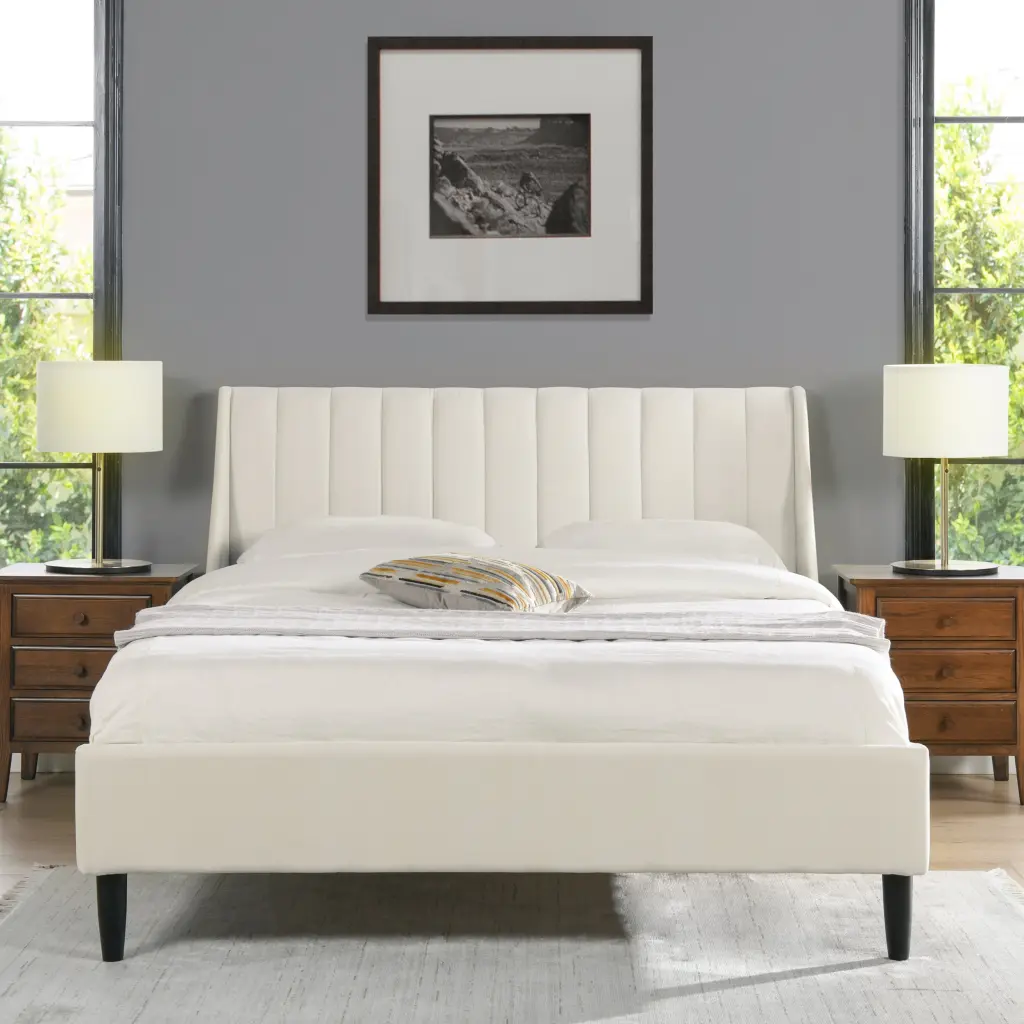 Aspen Vertical Tufted Modern Headboard Platform Bed Set Queen Size Cloud Comfort jennifer taylor home