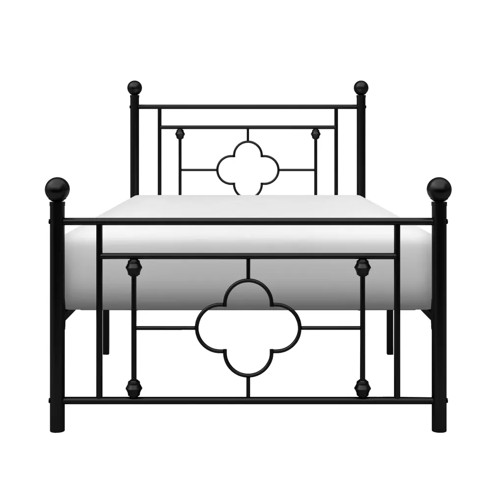 1Pc Twin Platform Bed Black Finish Metallic Frame Ball Finials Modern Bed Frame kanepe