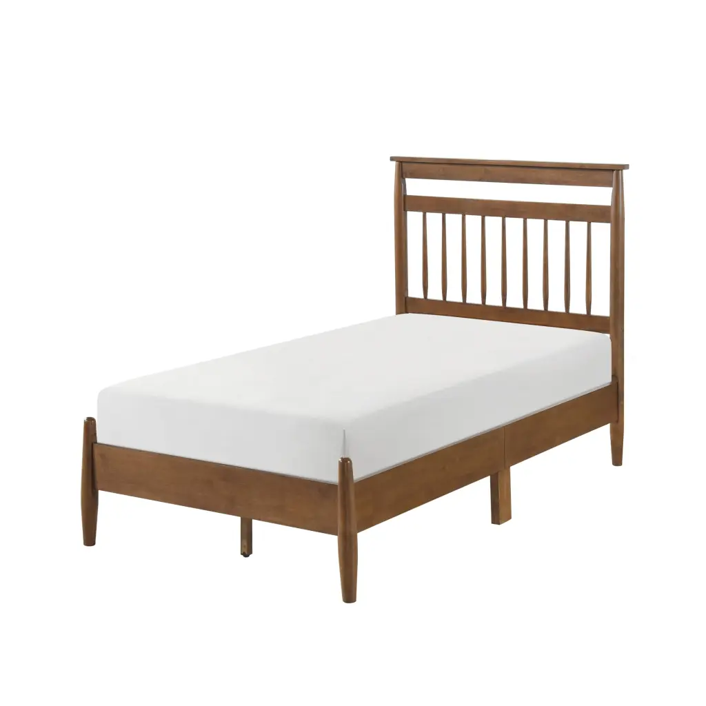 Transitional Twin Platform Bed Chestnut Finish Wood Frame kanepe