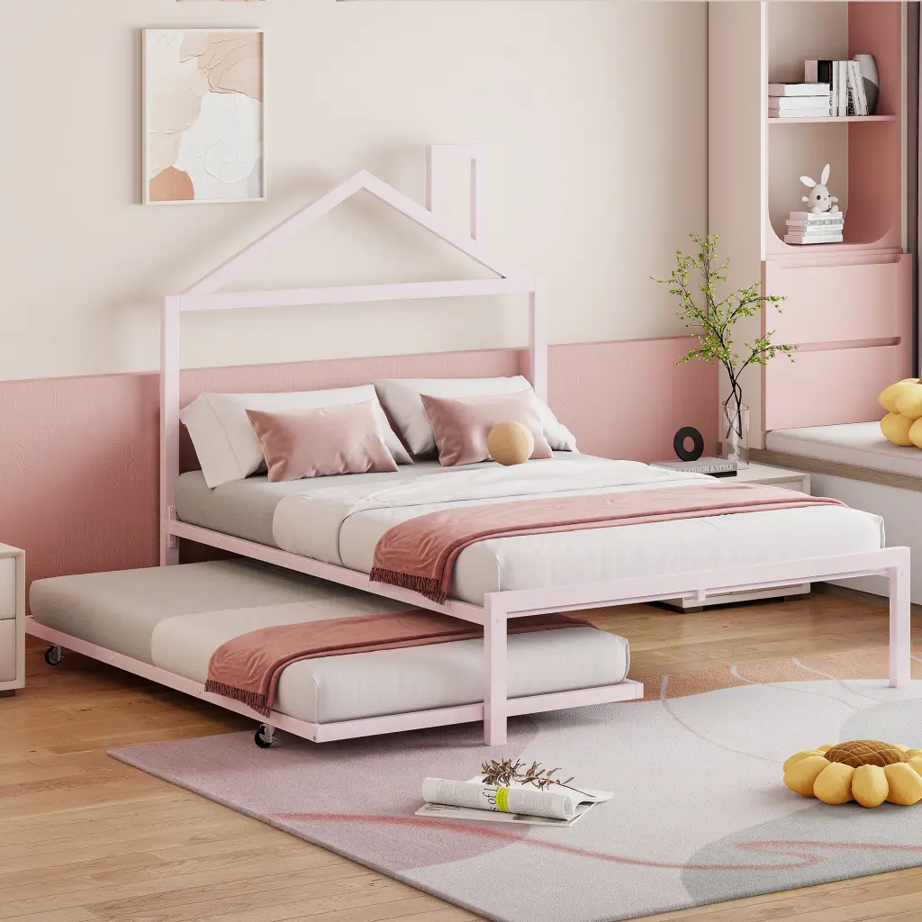 Full Size Metal Platform Bed Twin Trundle And Headboard lucky world