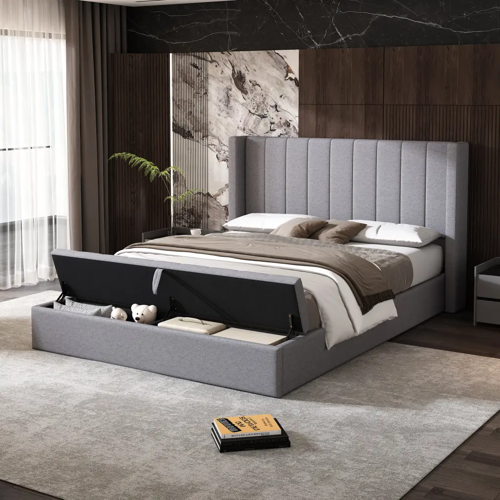 Queen Size Upholstered Platform Bed Headboard nh-an