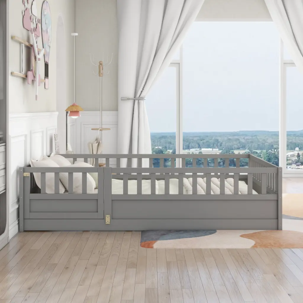 Full Floor Bed Integral Construction Super High Security Base Modern Platform Bed srh