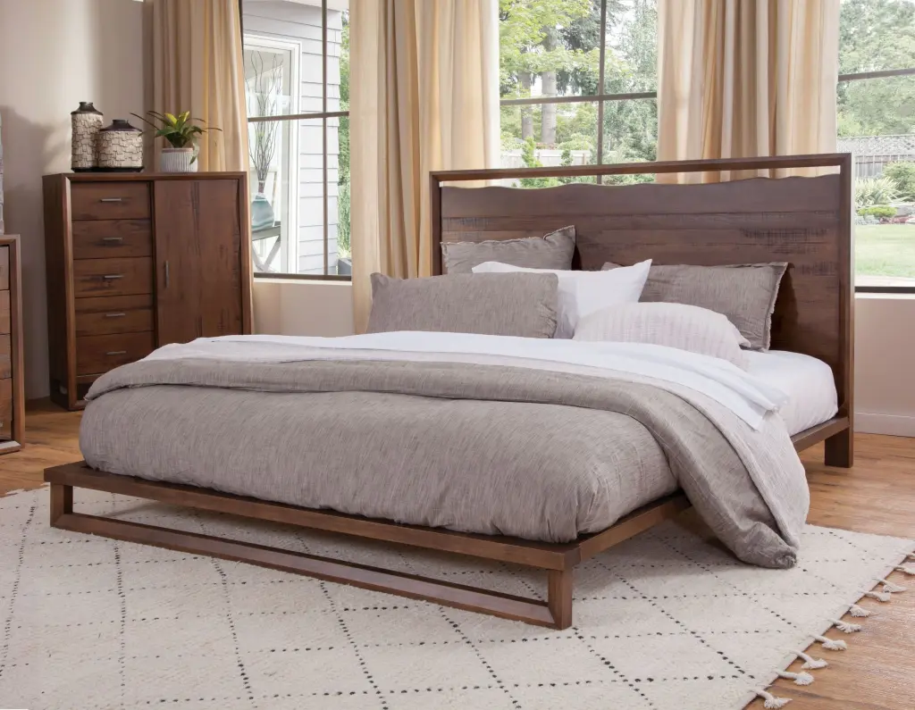 Lofton Queen Platform Bed Brown Material Bedroom steve silver furniture