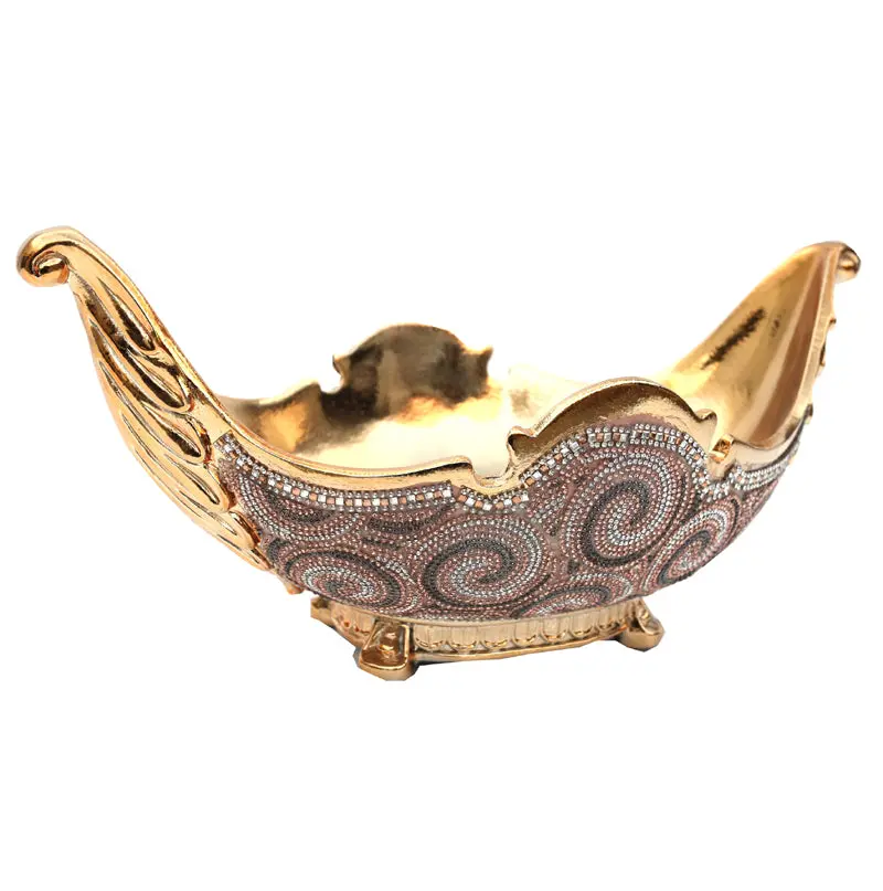 Ambrose Chrome Plated Glass Embellished Porcelain Fruit Platter furnings