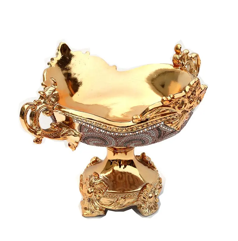 Ambrose Chrome Plated Glass Embellished Porcelain Fruit Platter Precious Metal furnings