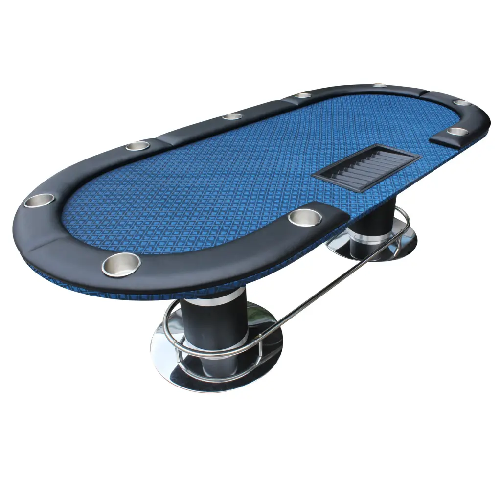 96Inch Oval Poker Table Detachable Armrest Chip Tray Blue Speed Cloth ino design