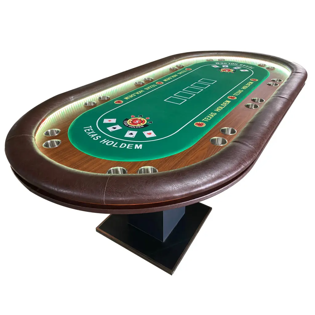 96 Inch Luxury 10 Player Oval Brown Green Speed Cloth Texas Holdem Casino Poker Table ino design