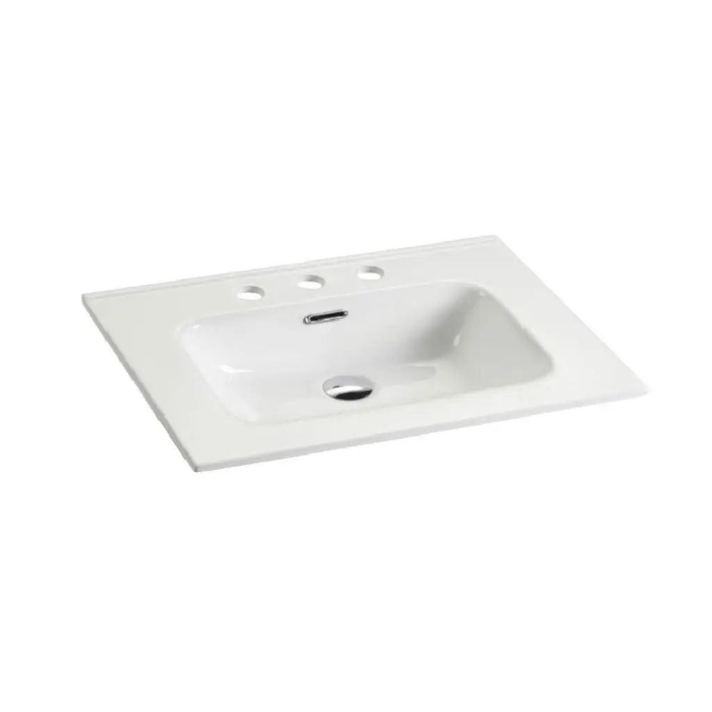Integrated White Porcelain Basin Three Predrilled Faucet Holes abay home