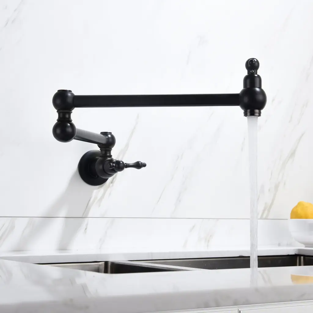 Pot Filler Faucet Wall Mount Matte Black Copper Alloy rnb
