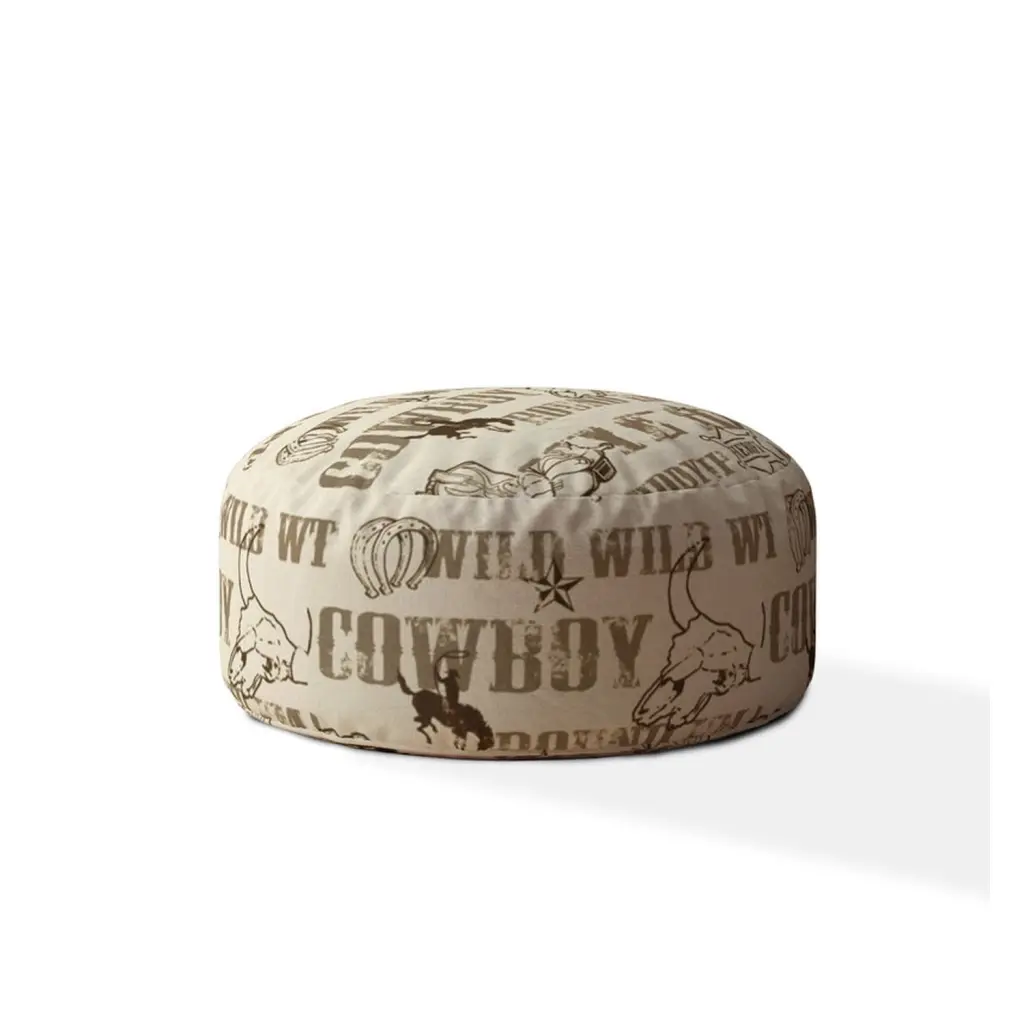Indoor Dillon Dusty Brown Round Zipper Pouf Cover Only 24In Dia X 20In usa made pillow and pouf