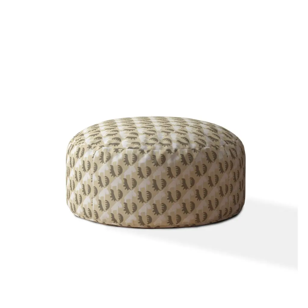 Indoor Mooseville Blue Taupe Camel Tan Round Zipper Pouf Cover Only 24 Inch usa made pillow and pouf