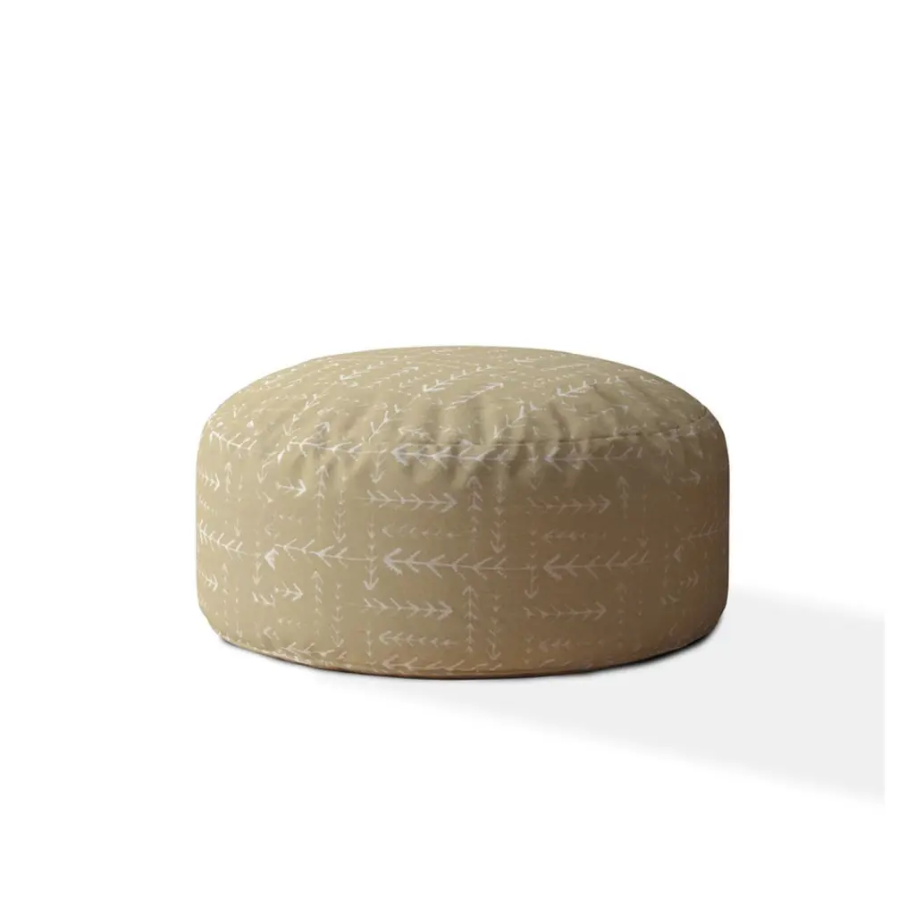 Indoor Sioux Blue Taupe Camel Tan Round Zipper Pouf Cover Only 24In Diameter usa made pillow and pouf
