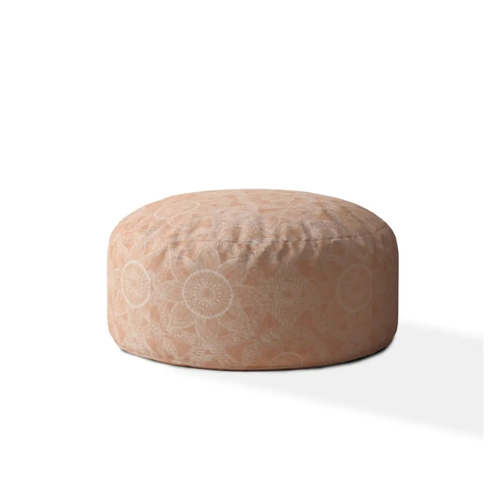 Indoor Zandy Mexico Peach Round Zipper Pouf Cover Only 24In Dia X 20In - Decorative usa made pillow and pouf
