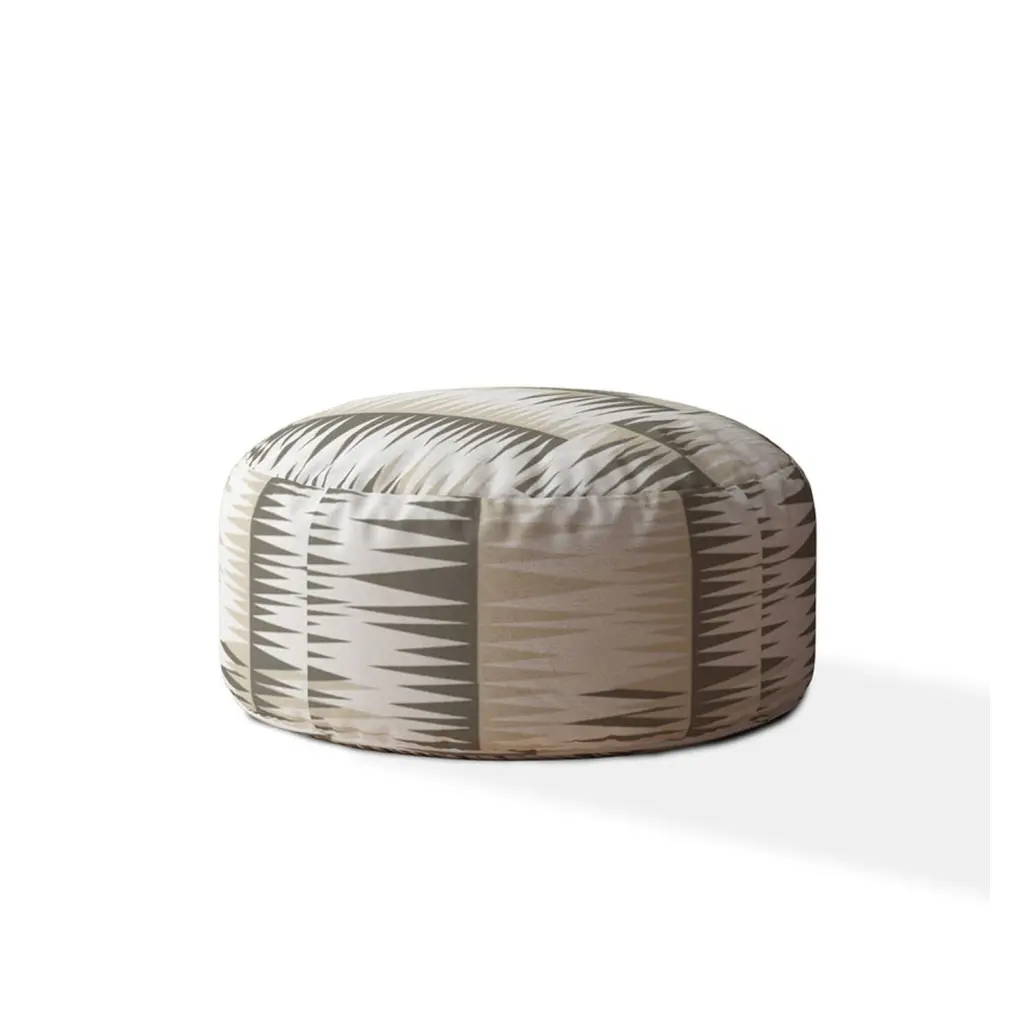 Indoor Bandelier Blue Taupe Round Zipper Pouf Stuffed Extra Comfort usa made pillow and pouf