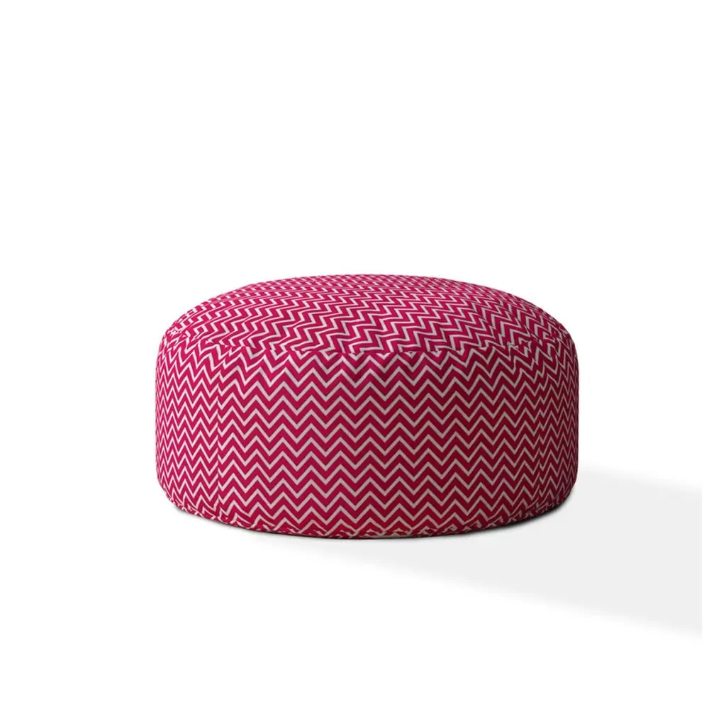 Indoor Dippity Hot Pink White Round Zipper Pouf Stuffed Extra Beads usa made pillow and pouf