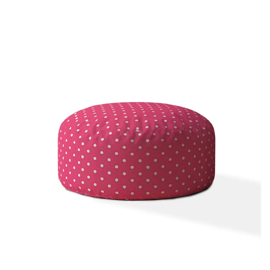 Indoor Diner Dot Hot Pink White Round Zipper Pouf Cover Only 24In Diameter usa made pillow and pouf
