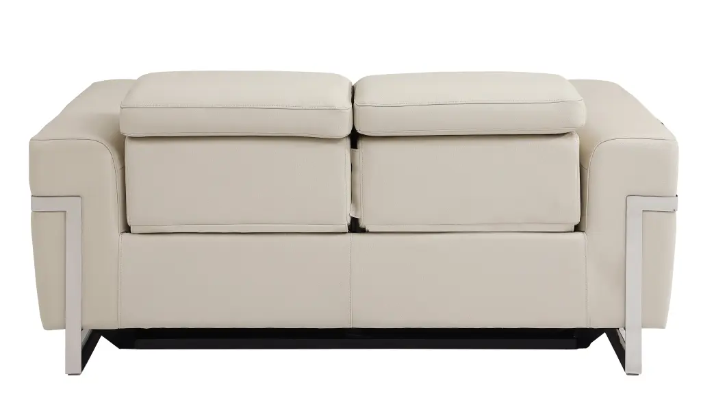 Top Grain Italian Hide Power Recliner Loveseat Beige Foam Leather global united