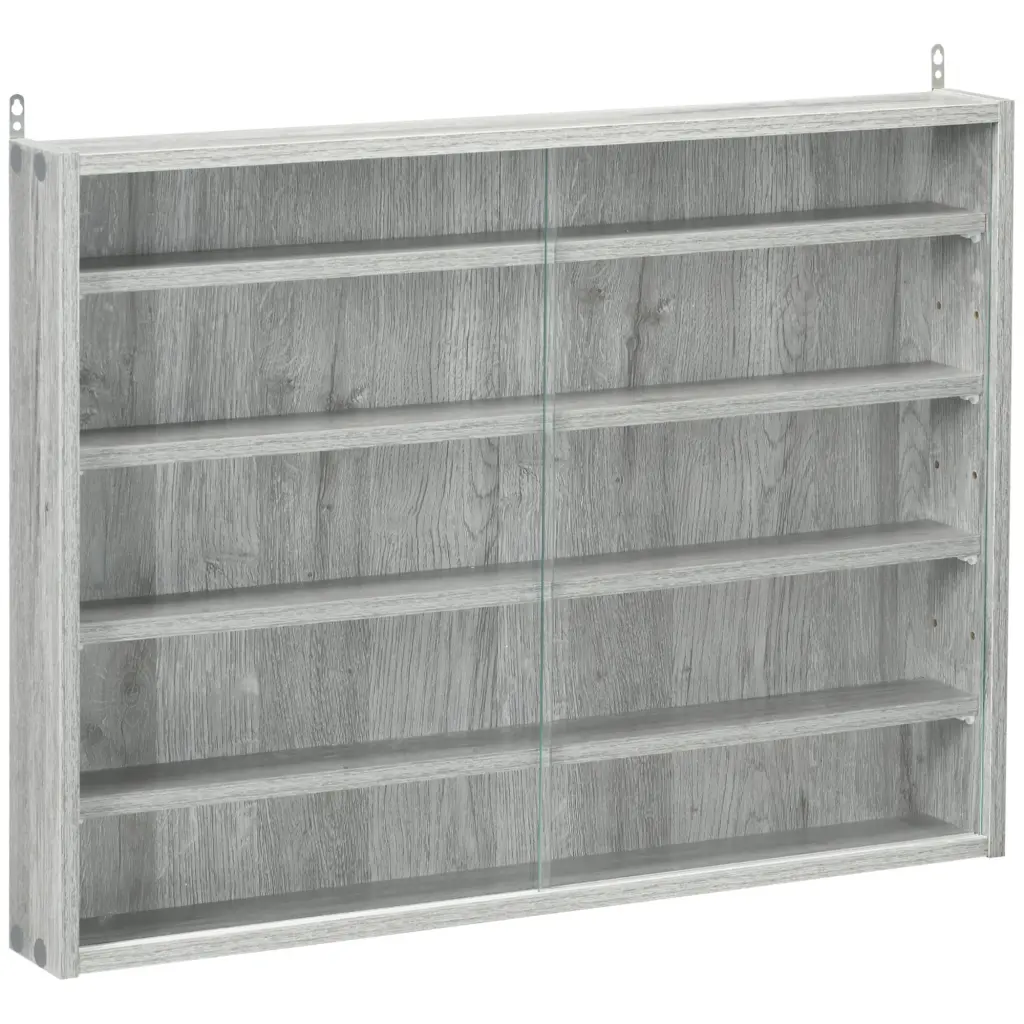 5 Tier Presentation Cabinet Glass Case 2 Doors Customizable Display Shelf Home or Office aosom business